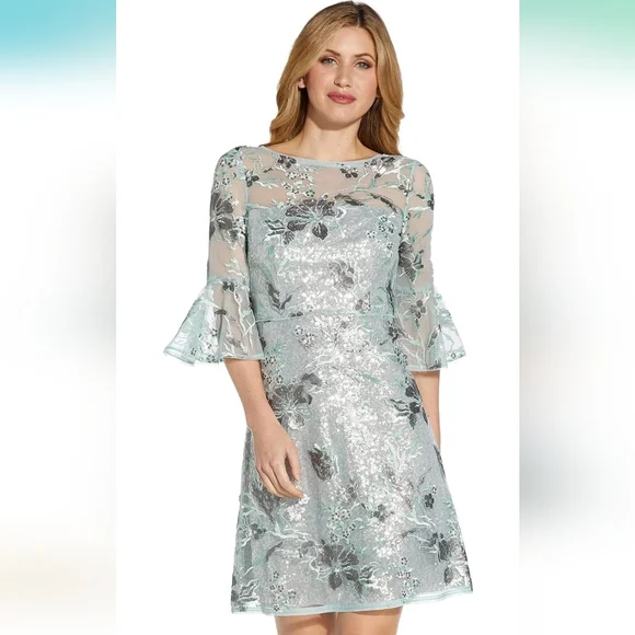 chinese dress ladies Floral Embroidered Dupioni A Line Midi Dress In Light Pink main image 1